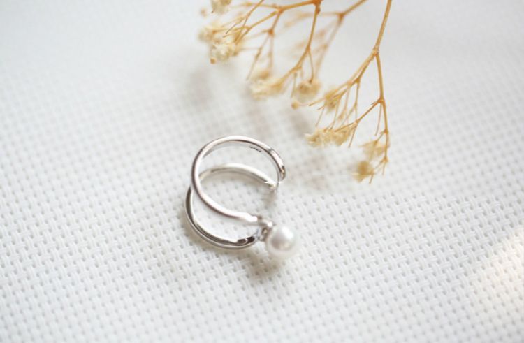 Ring Layered Sterling Faux Silver Open Pearl FashionChic