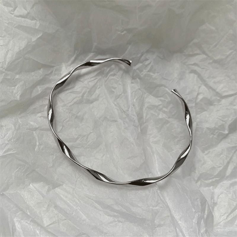 Bangle Sterling Silver Twisted Open FashionChic