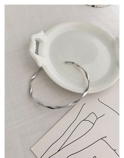 Bangle Sterling Silver Twisted Open FashionChic