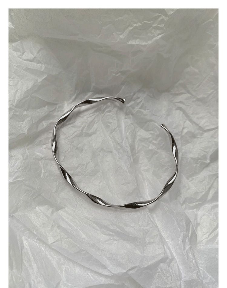 Bangle Sterling Silver Twisted Open FashionChic