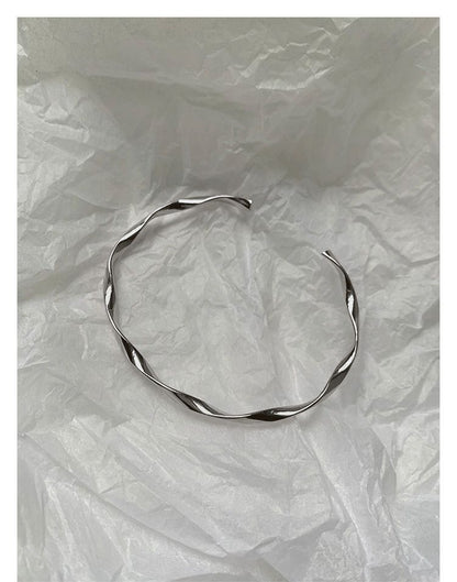 Bangle Sterling Silver Twisted Open FashionChic