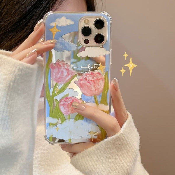 Case Phone Mirrored Flower FashionChic