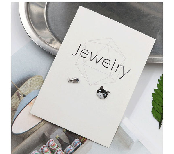 Cat Stud Asymmetrical Fish Earring FashionChic