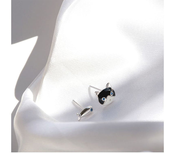 Cat Stud Asymmetrical Fish Earring FashionChic
