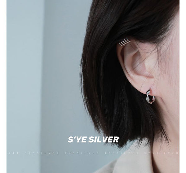 Earring Hoop Sterling Twisted Silver FashionChic