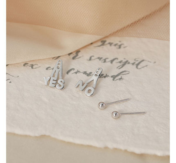 Silver Lettering Jacket Ear Asymmetrical Sterling FashionChic