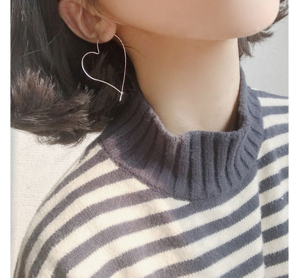 Heart Hoop Silver Earring Sterling FashionChic
