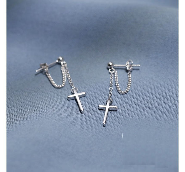 Drop Silver Cross Sterling Earring FashionChic