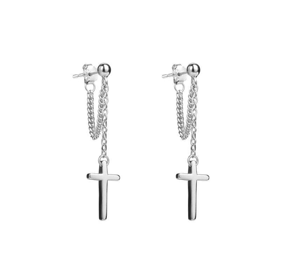 Drop Silver Cross Sterling Earring FashionChic