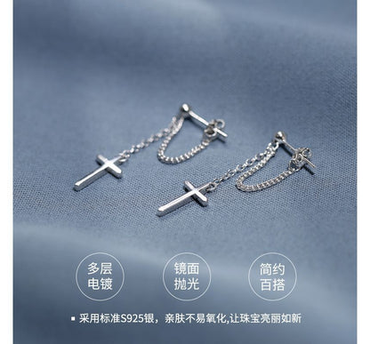 Drop Silver Cross Sterling Earring FashionChic
