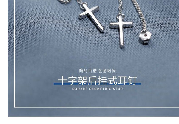 Drop Silver Cross Sterling Earring FashionChic