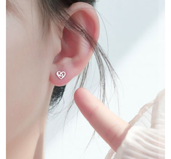 Silver Stud Sterling Earring Heart FashionChic