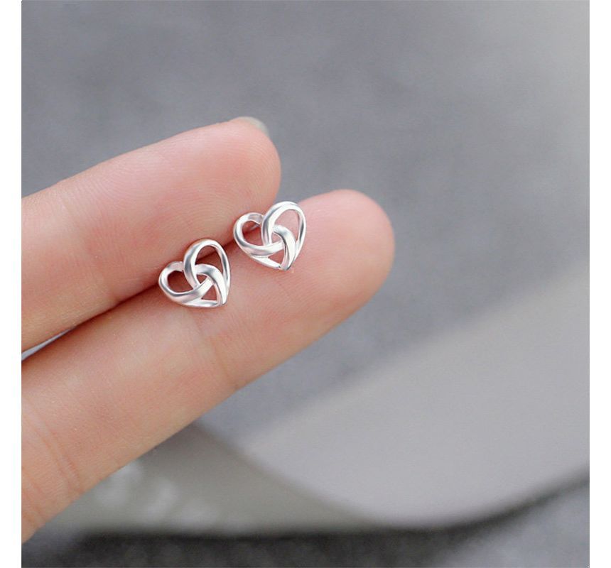 Silver Stud Sterling Earring Heart FashionChic