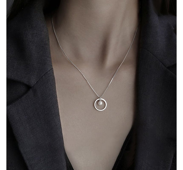 Silver Pearl Sterling Necklace Faux FashionChic