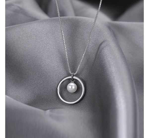 Silver Pearl Sterling Necklace Faux FashionChic