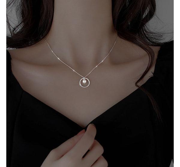 Silver Pearl Sterling Necklace Faux FashionChic