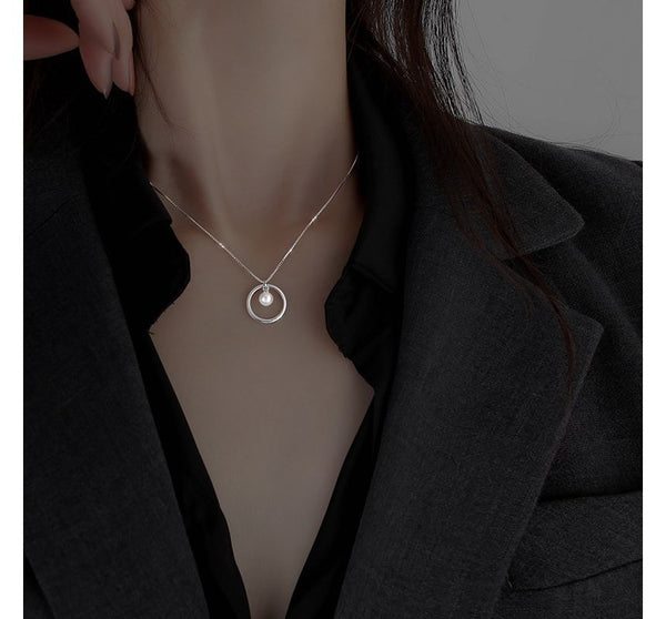 Silver Pearl Sterling Necklace Faux FashionChic