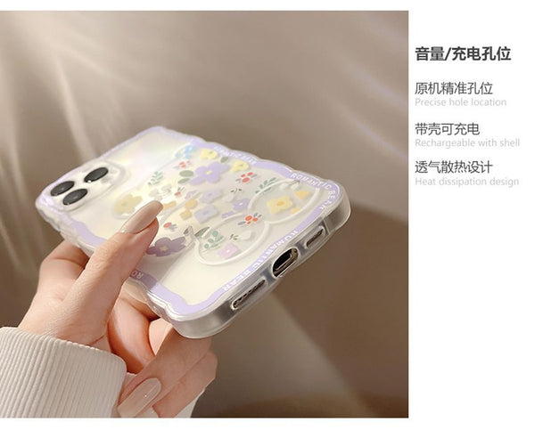 Bear Flower Phone Case Transparent FashionChic