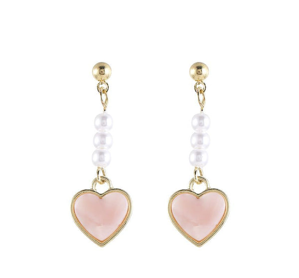 Heart / Drop Faux Pearl Clip-On Earring FashionChic