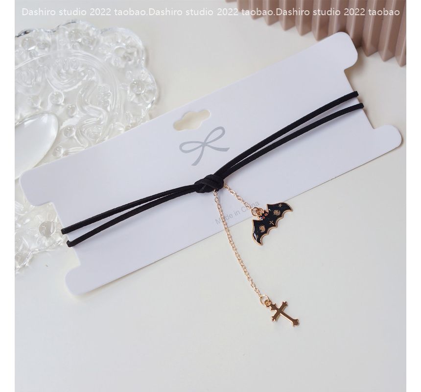 Pendant Velvet Choker Cross Bat FashionChic
