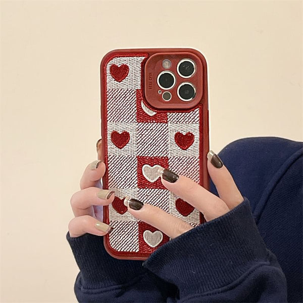 Heart Case Print Plaid Phone FashionChic