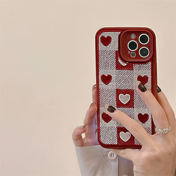 Heart Case Print Plaid Phone FashionChic