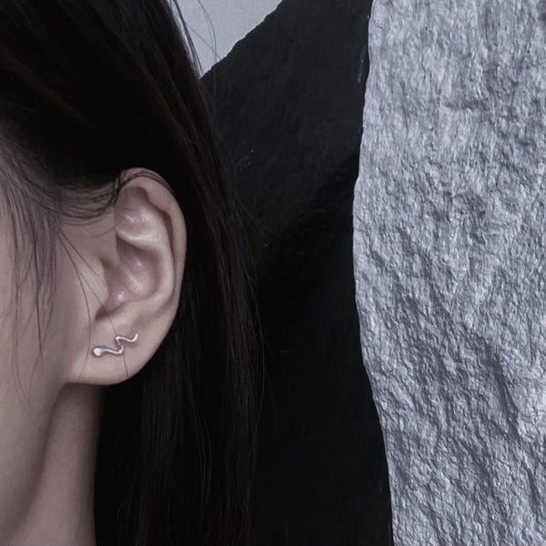 Sterling Silver Earring Snake FashionChic