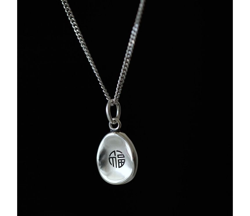 Silver Necklace Pendant Characters Chinese FashionChic