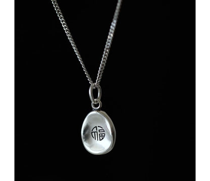 Silver Necklace Pendant Characters Chinese FashionChic