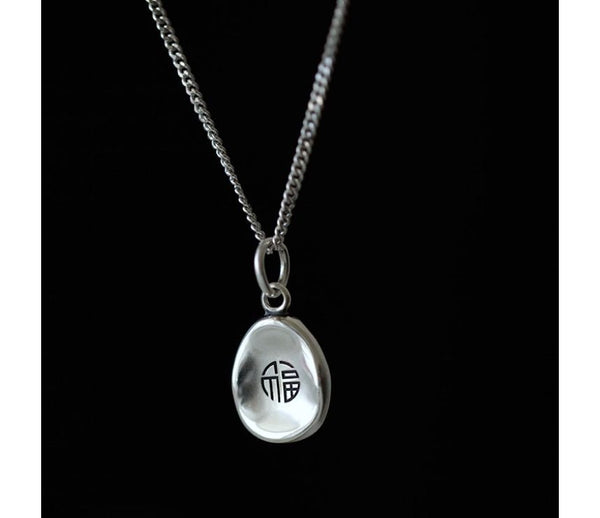 Silver Necklace Pendant Characters Chinese FashionChic