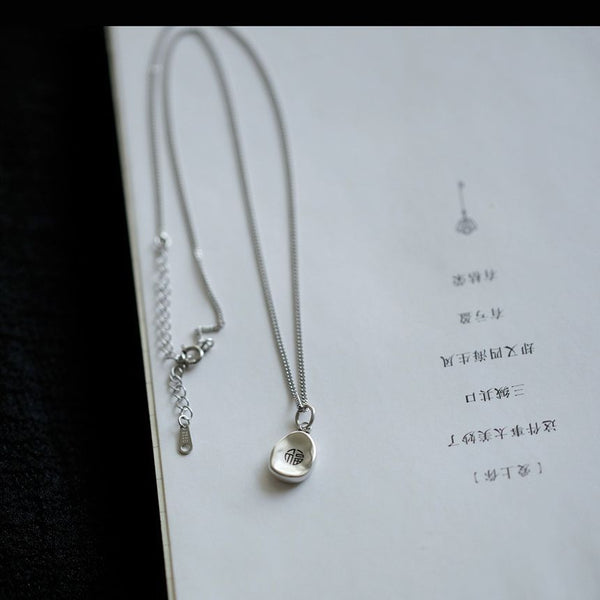 Silver Necklace Pendant Characters Chinese FashionChic