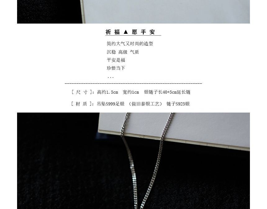 Silver Necklace Pendant Characters Chinese FashionChic