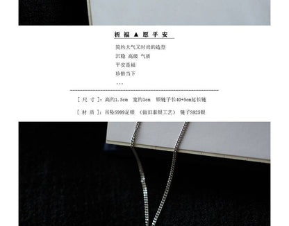 Silver Necklace Pendant Characters Chinese FashionChic