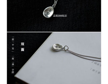 Silver Necklace Pendant Characters Chinese FashionChic