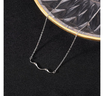 Choker Silver Wavy Pendant Sterling FashionChic