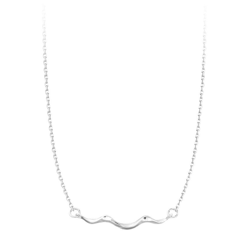 Choker Silver Wavy Pendant Sterling FashionChic
