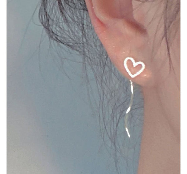 Earring Heart Silver Dangle Sterling FashionChic