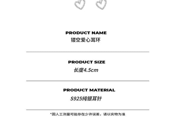 Earring Heart Silver Dangle Sterling FashionChic