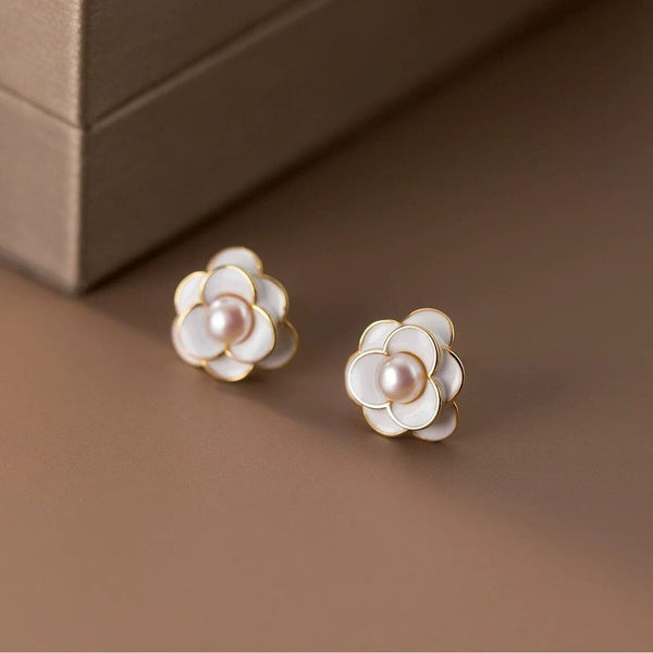 Faux Alloy Earring Flower Pearl FashionChic