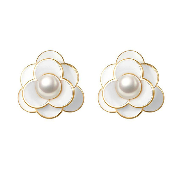 Faux Alloy Earring Flower Pearl FashionChic