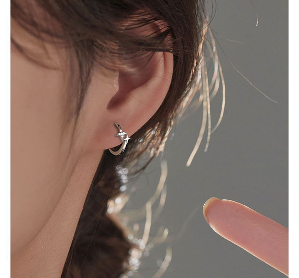 Earring Star Silver Sterling Hoop FashionChic