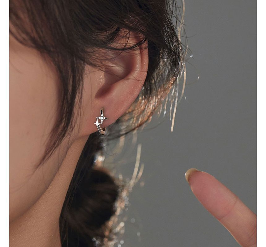 Earring Star Silver Sterling Hoop FashionChic