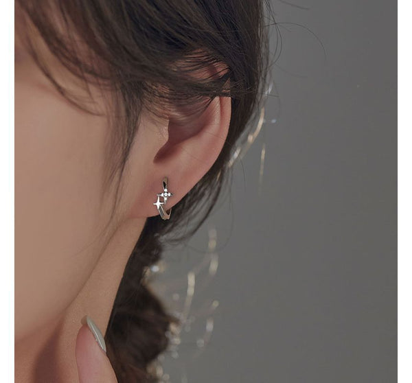 Earring Star Silver Sterling Hoop FashionChic