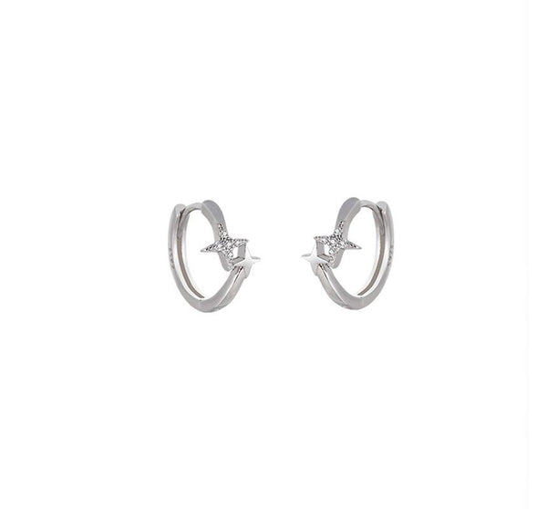 Earring Star Silver Sterling Hoop FashionChic