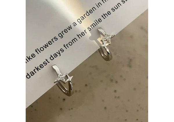 Earring Star Silver Sterling Hoop FashionChic