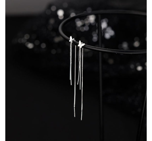 Silver Sterling Earring Fringed Butterfly FashionChic