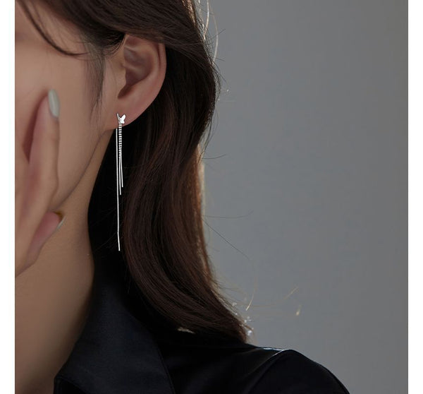 Silver Sterling Earring Fringed Butterfly FashionChic