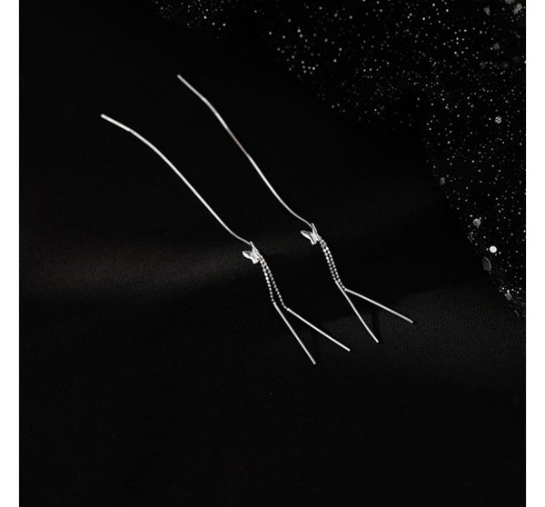 Silver Sterling Earring Fringed Butterfly FashionChic