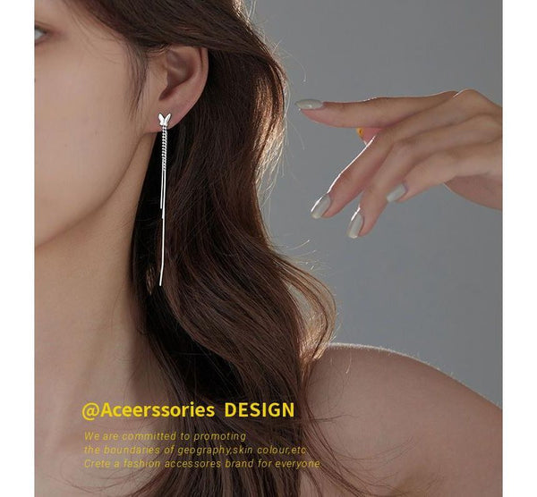 Silver Sterling Earring Fringed Butterfly FashionChic