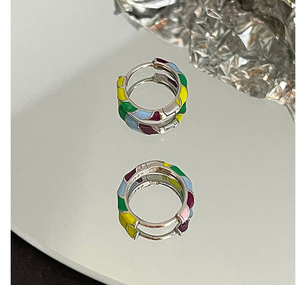 Hoop Glaze Earring Silver Sterling FashionChic